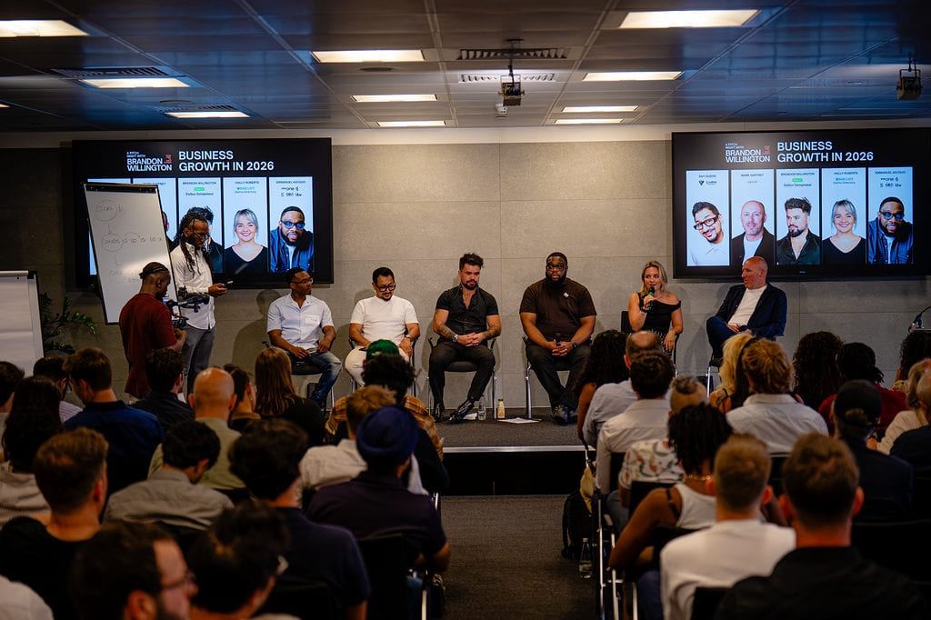 Brandon Willington hosting a keynote event at Canary Wharf, London